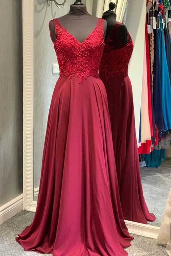 red long prom dress, simple prom dress 2020 cg7496