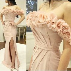 Nude Pink Evening Dress, Mermaid Evening Dress, Off the Shoulder prom Dress cg7519