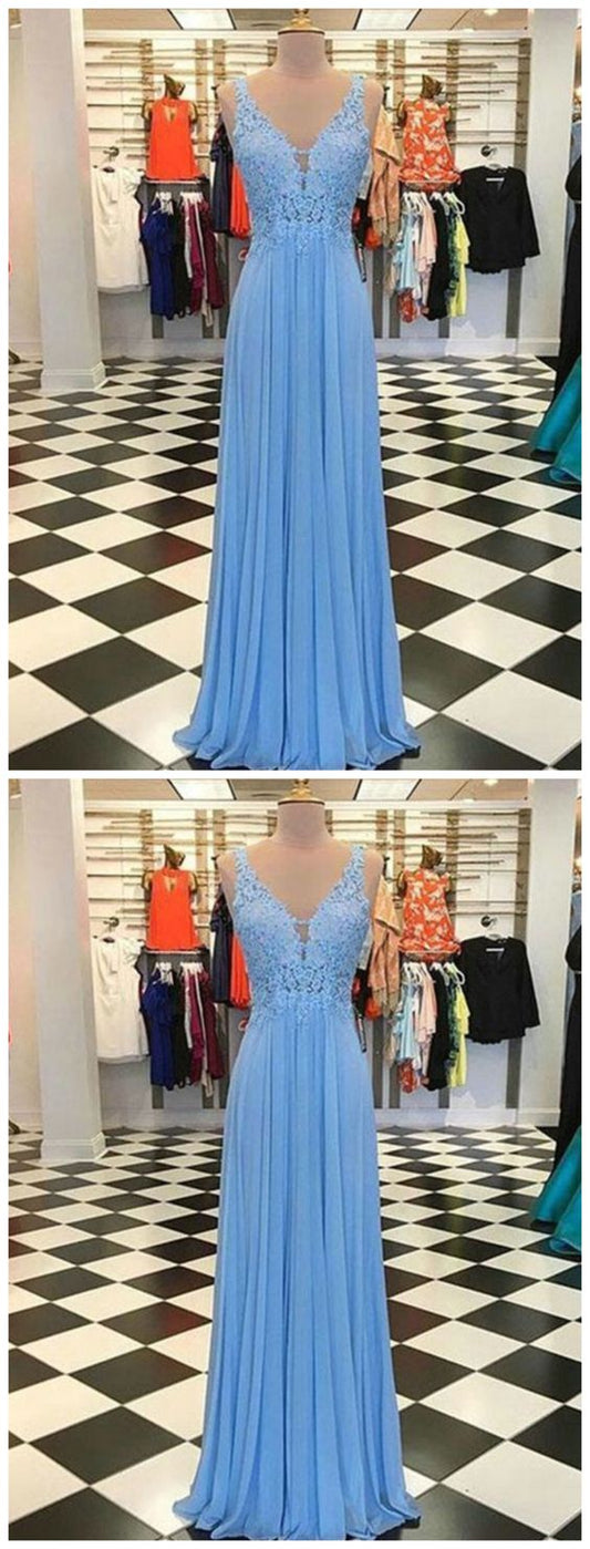 A-Line/Princess Spaghetti Straps Sleeveless Floor-Length Applique Chiffon prom Dresses cg7571
