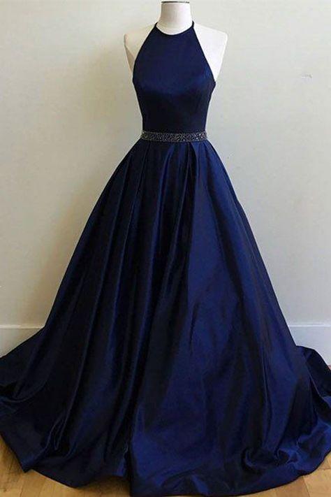 Simply navy blue long prom dress cg7611