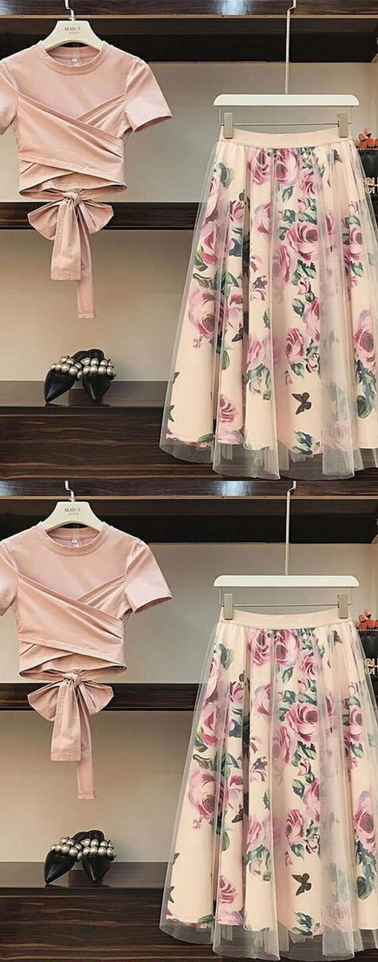 Cute two pieces short homecoming dress, evening dress cg807