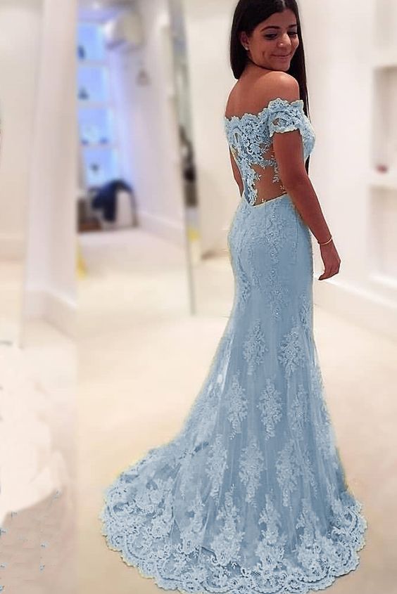 Off Shoulder Sweetheart Mermaid Prom Dress Lace Formal Party Dress cg8155