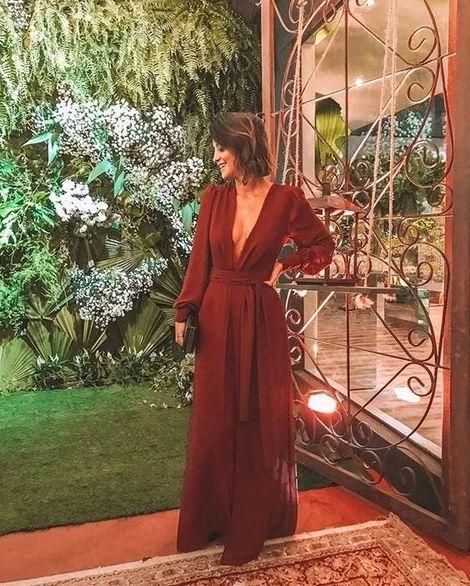 Deep V Neck Long Prom Dress , Long Sleeves Chiffon Prom Dress cg8206