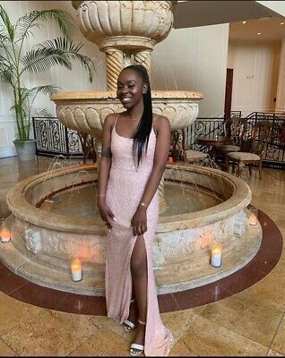 rose-gold prom dress with slit cg8427