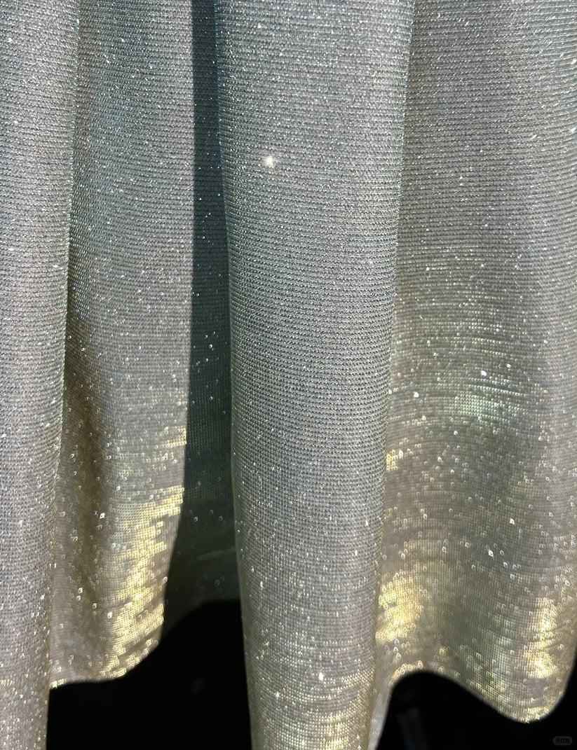 Sparkling Light Blue Sequin Spaghetti Strap Design A-line Satin Party Dress Homecoming Dress TP4094