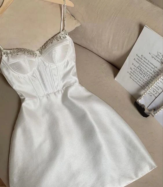 Cute White Mini Homecoming Dress Formal Dresses Short