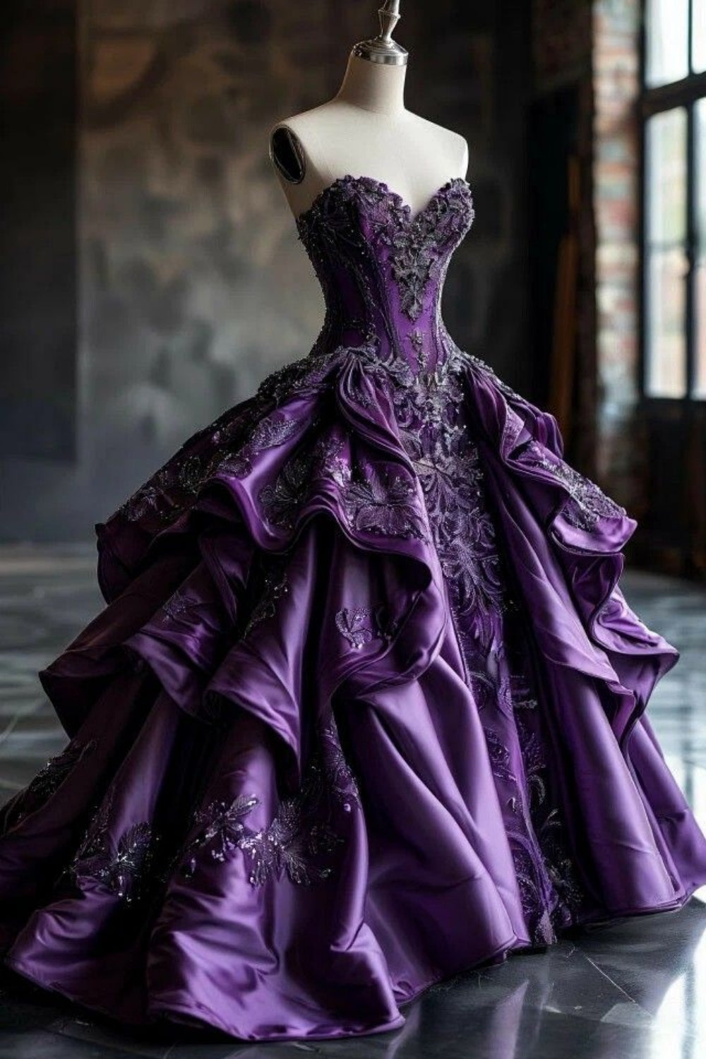 amakanas-Purple exquisite beaded long ball gown gh6156