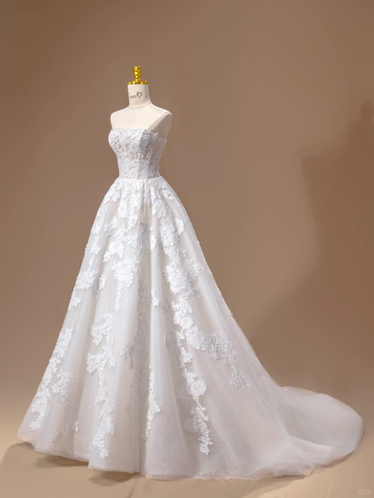 Princess Wedding Dress Ball Gown Strapless Lace White Long Wedding Dresses Bridal Gowns DH2793