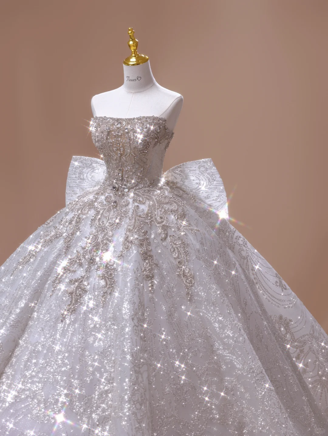 Timeless Bridal Dress Ball Gown Strapless Lace Sequin White Long Wedding Dress Long Wedding Dresses Modest Wedding Gowns DH2794