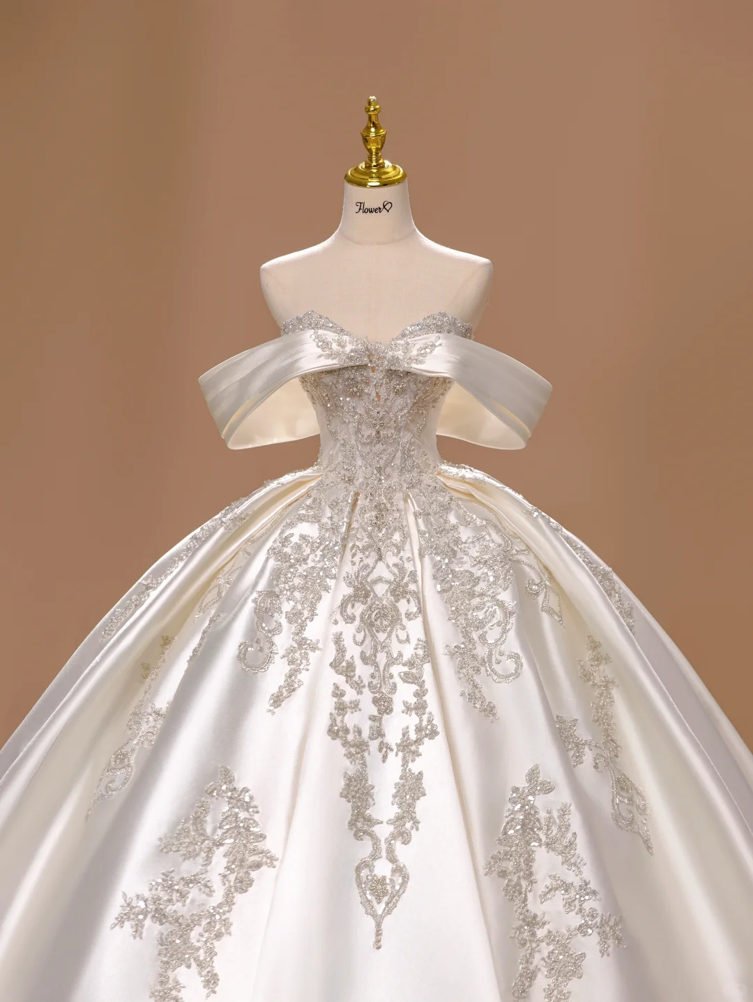 Princess Wedding Dress Ball Gown Off The Shoulder Satin Lace Short Sleeves Wedding Dresses Bridal Gowns DH2803