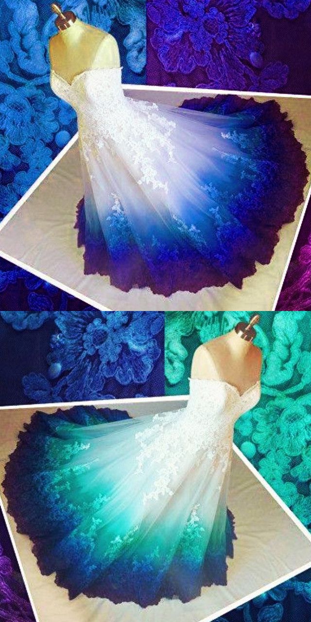 Colorful Ombré Wedding Dress Ball Gown fg2685