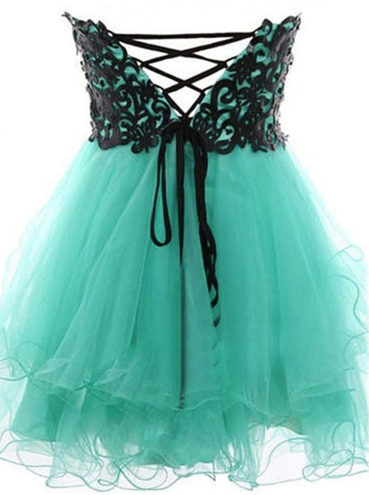 A-line lace mini homecoming dress, party dress,bridesmaid dress 7626