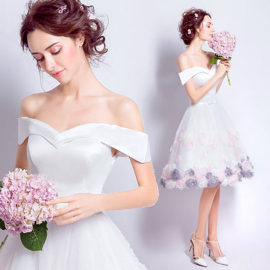 White satin tulle short prom dress white homecoming dress 8898