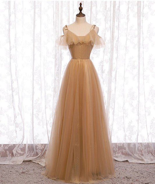 High quality A line tulle long prom dress bridesmaid dress 8370