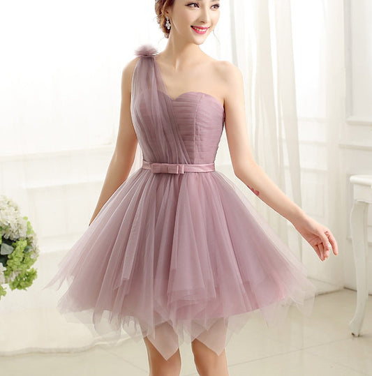 Charming A-line tulle short prom dress,bridesmaid dress 7701