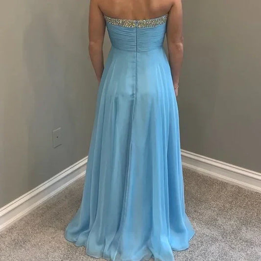 Blue Elegant Charming Vintage Beaded Long Sequined Tulle Ball Gown Evening Gown Party Dress Bridesmaid Dress gh3455