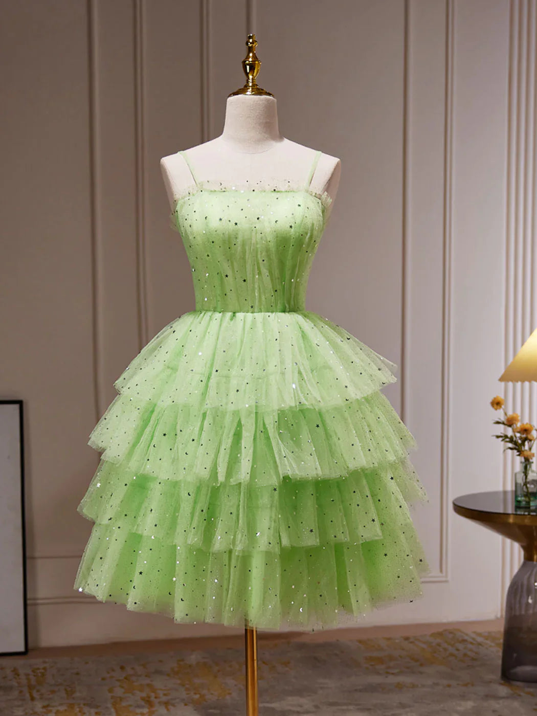 Green Tulle Short Prom Dress, Cute Green Homecoming Dresses fg3412