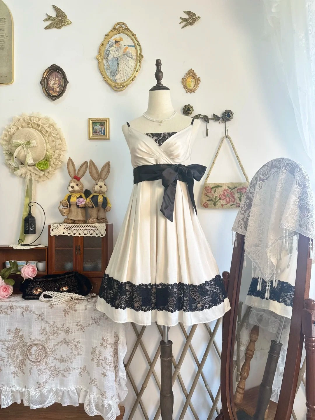 amakanas-White lace vintage short chiffon homecoming dress birthday dress gh5211