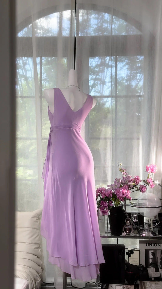amakanas-Wisteria vintage taro purple short chiffon homecoming dress birthday dress gh5360