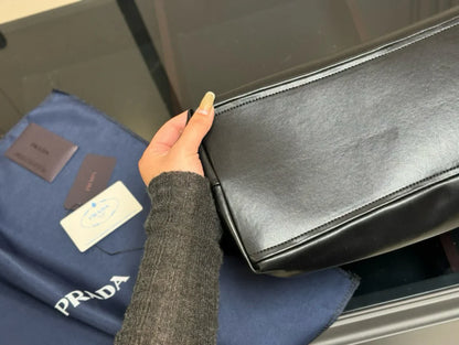 Prada Double Chain Black Shoppping Tote Bag 39x30cm