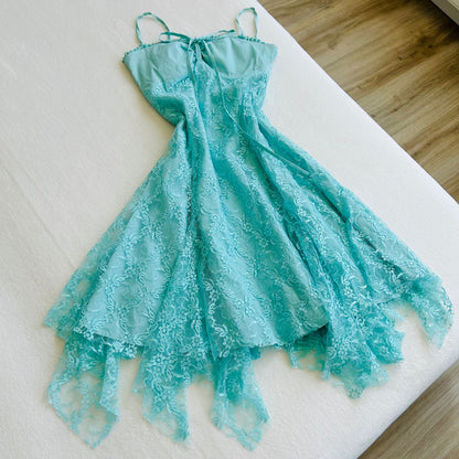 amakanas-Blue lace short homecoming dress birthday party dress mint candy fairy gh5235
