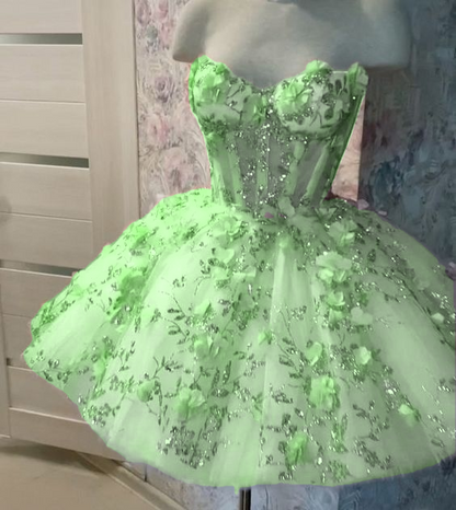 Vintage Short Pink Homecoming Dresses with Flowers    fg2508