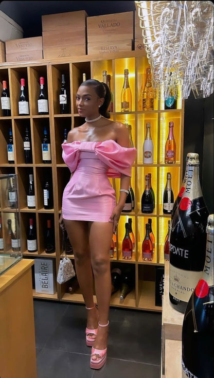 Pink Short Prom Dress Tight Bodycon Dresses