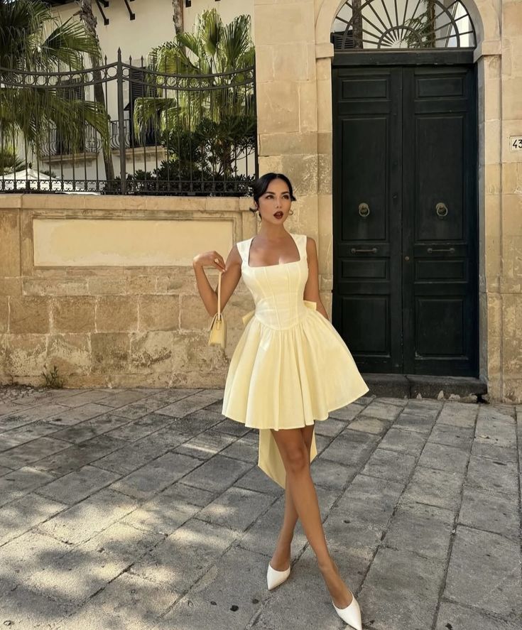 amakanas-Yellow fashion sweet backless elegant short satin homecoming dress birthday dress gh5268