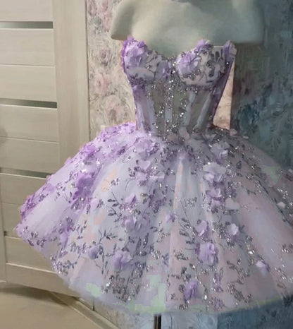 Vintage Short Pink Homecoming Dresses with Flowers    fg2508