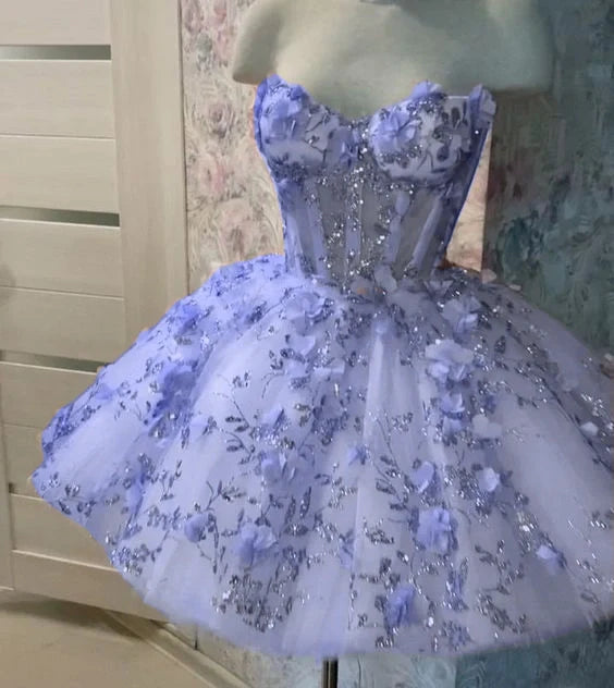 Vintage Short Pink Homecoming Dresses with Flowers    fg2508