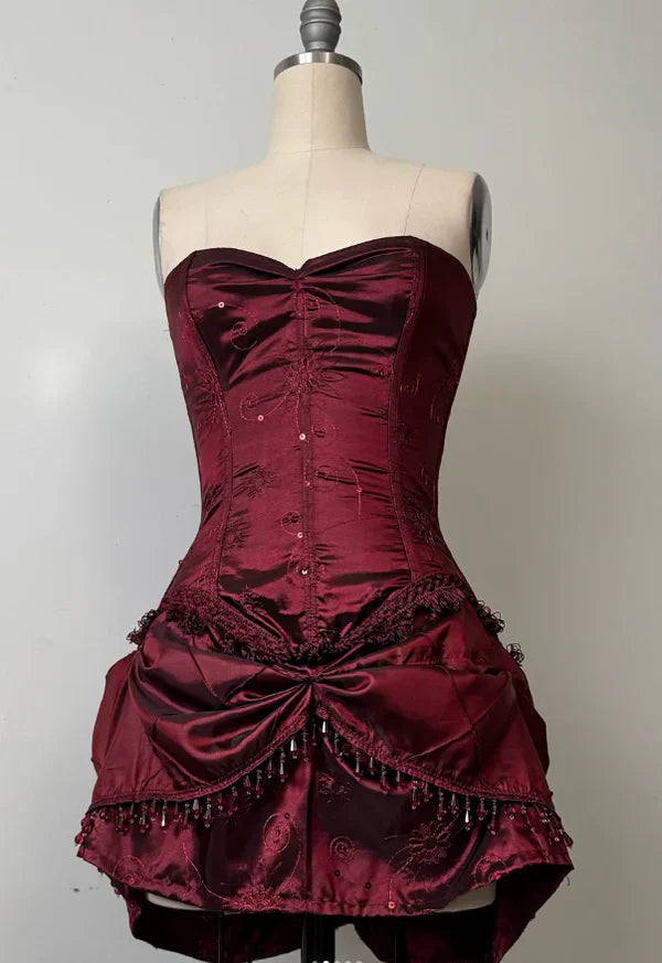 amakanas-Vintage Burgundy corset homecoming dresses tight hoco dresses gh5808