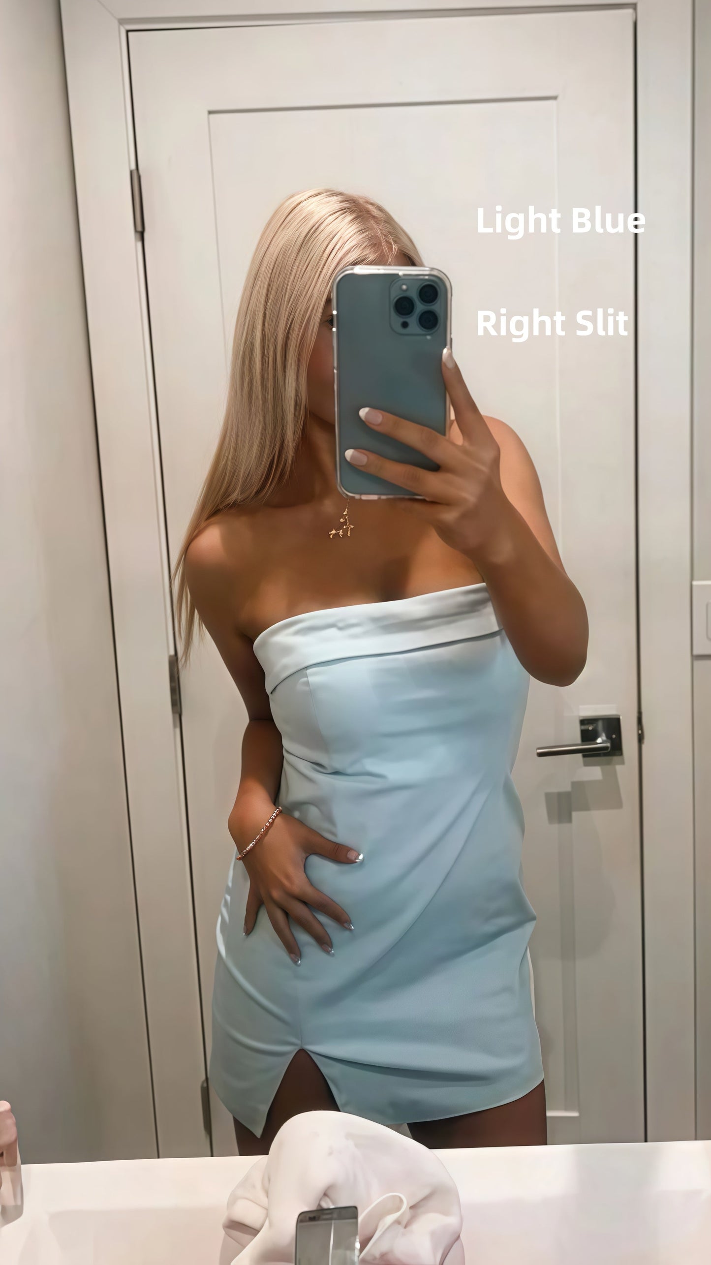 Strapless Bodycon Homecoming Dress Slit Back To School Dress,AST1848