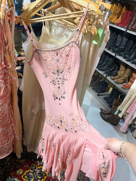 amakanas-Pink Beaded Sparkling Short Chiffon Homecoming Dress Birthday Party Dressgh5134