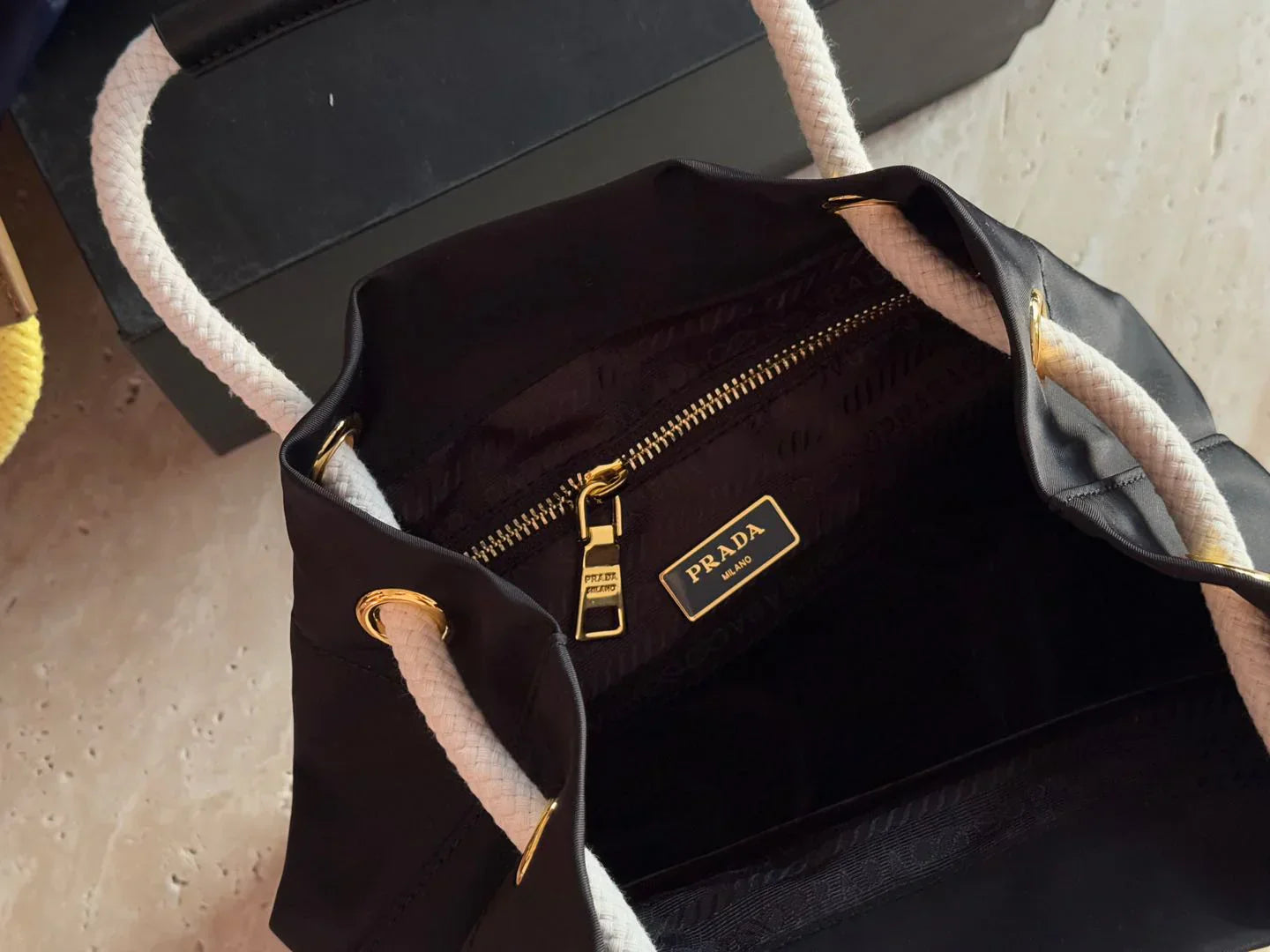 Prada Nylon Bucket Bag Black Handbag 26x25cm