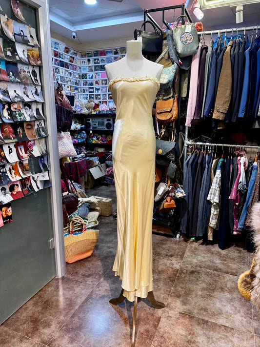 Elegant Yellow Mermaid Strapless Three-Dimensional Floral Satin Long Prom Dress Evening Dress Bridesmaid Dress P4152