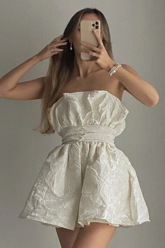 amakanas-Ivory Elegant Bud Skirt Short Satin Homecoming Dress Birthday Dress gh5282