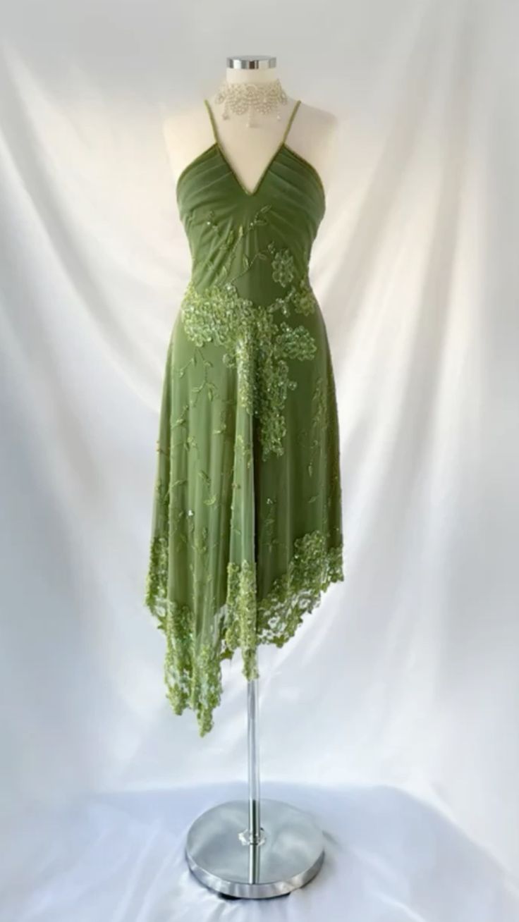 amakanas-Green Beautiful Exquisite Floral Short Chiffon Lace Birthday Dress Homecoming Dress Evening Dress gh5990
