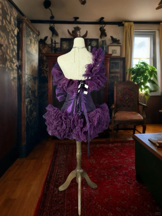 amakanas-Purple Unique Tulle Princess Short Formal Homecoming Dress Birthday Party Dress gh5357