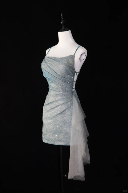 Silver Sparkling Homecoming Dress Backless Short Prom Dress Evening Dress Party Dress gh4541