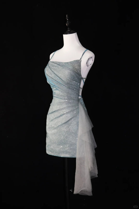 Silver Sparkling Homecoming Dress Backless Short Prom Dress Evening Dress Party Dress gh4541