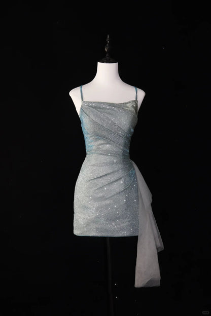 Silver Sparkling Homecoming Dress Backless Short Prom Dress Evening Dress Party Dress gh4541