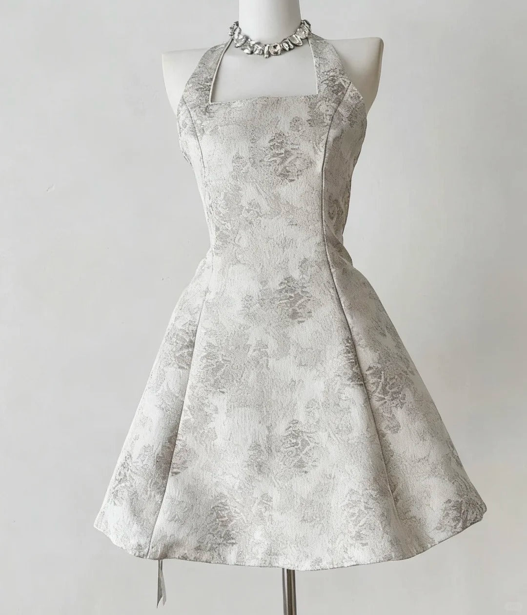 amakanas--White Floral Unique Fashion Niche Short Satin Formal Homecoming Dress Birthday Party Dress Banquet Dress gh5690