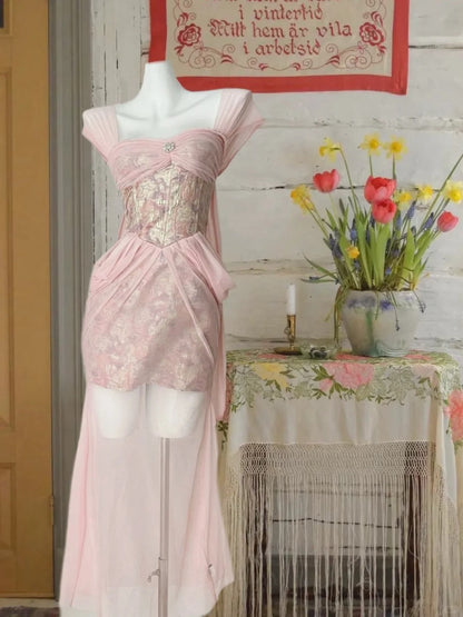 Pink Romantic Floral Short Homecoming Dress Party Dress gh4762