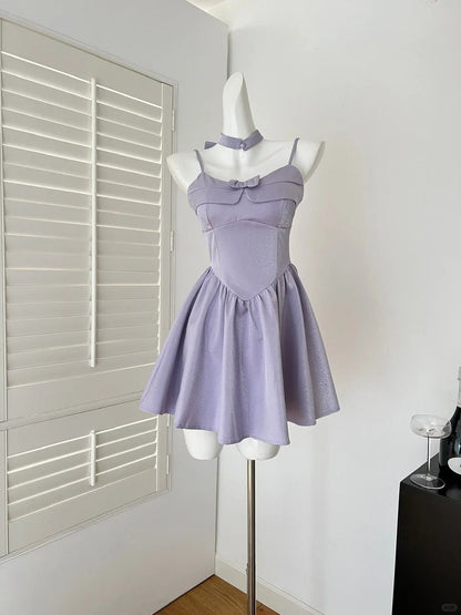 Purple Bow Homecoming Dress Short Satin Prom Dress Evening Dress Birthday Party Dress gh4559