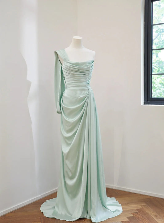 amakanas-Mint Green Simple Fashion Long Satin Prom Dress Evening Dress Party Dress Bridesmaid Dresses gh5054