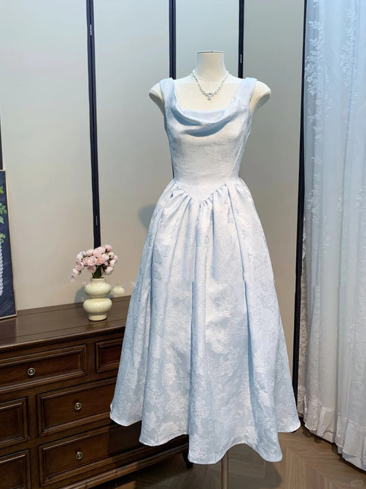 Light blue elegant girl homecoming dress long satin prom dress evening dress party dress birthday dress bridesmaid dress gh4544