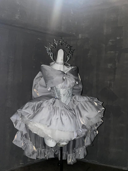 Silver Princess Short Satin Homecoming Dress Prom Dress Birthday Party Dress gh4630