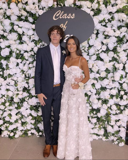 White Lace Applique Long Prom Dress Wedding Dress SH954