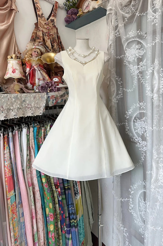 amakanas-White short simple fashion satin homecoming dress birthday party dress gh5186