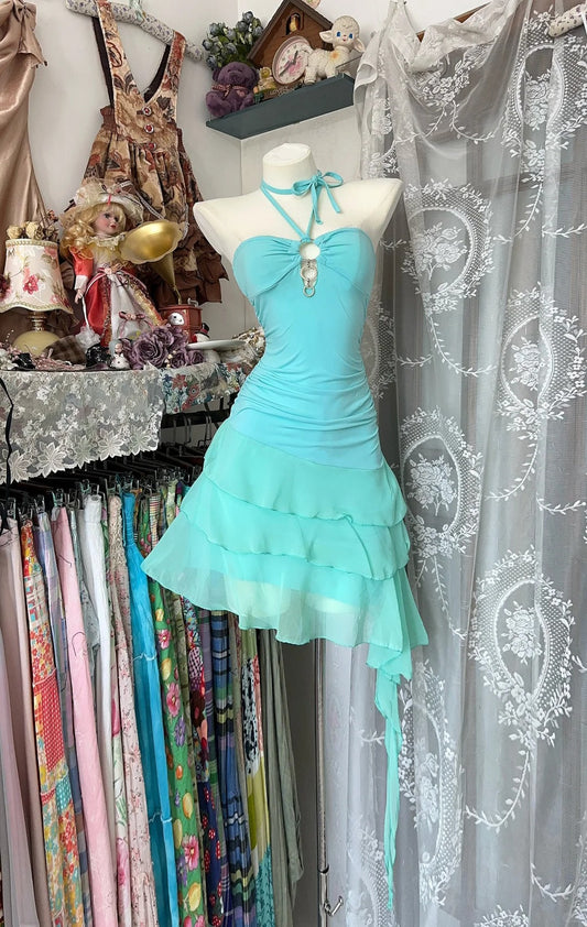 amakanas-Green vintage short chiffon homecoming dress birthday dress gh5226